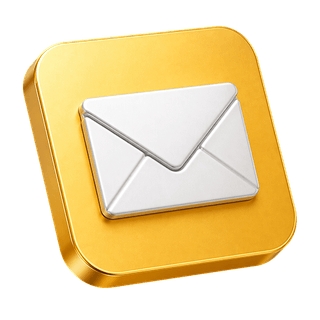 Élément décoratif de la page nous contacter représentant une icône d'enveloppe mail en 3D